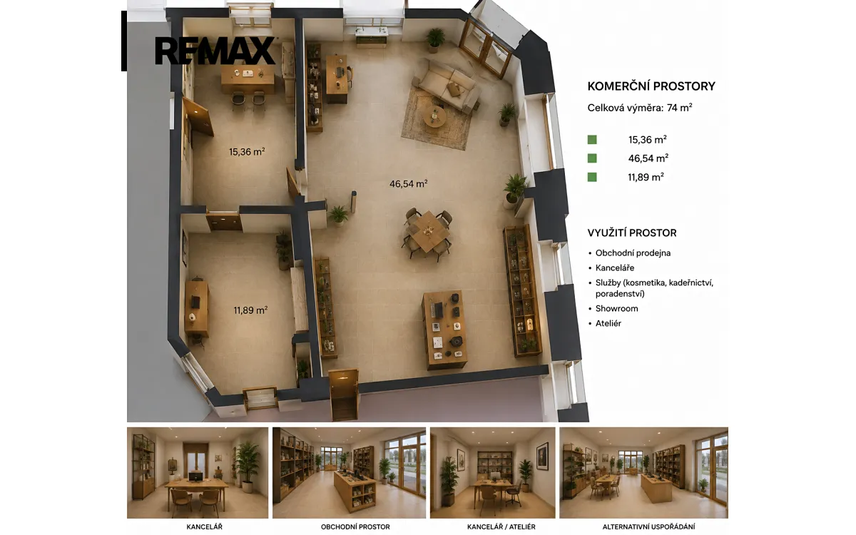 Prodej obchodního prostoru 74 m²
